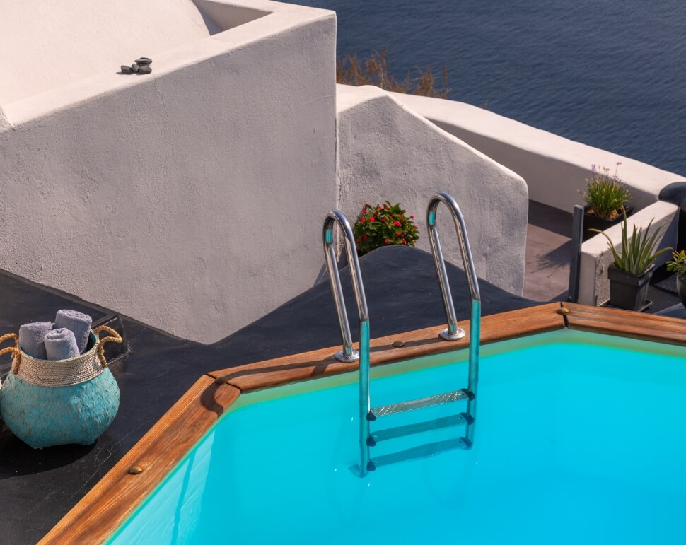 Magnificent sea view from the balcony of the Nostos Apartments in Oia Santorini
